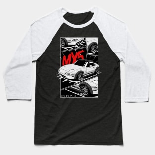 white miata jdm manga style Baseball T-Shirt